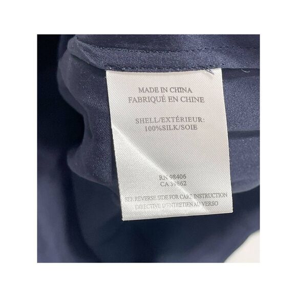 Theory Silk Osteen Mini Dress Crossover V-Neck Draped Sleeveless Navy Blue 2‎ - Picture 9 of 13